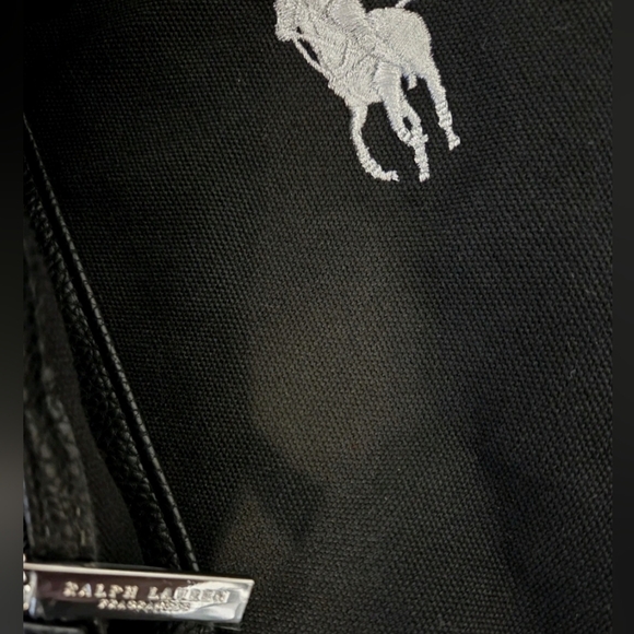 Ralph Lauren Black Duffle Bag w/ Silver Polo Horse Logo Gym/ Travel /Work (NWOT) - Picture 7 of 11